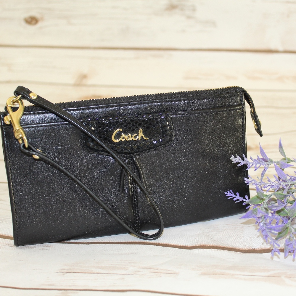 Coach Black Leather Wristlet